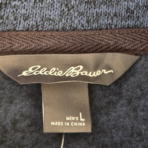 NWT, Eddie Bauer 1/4 Snap Sweater Blue, Size Large - Picture 3 of 5